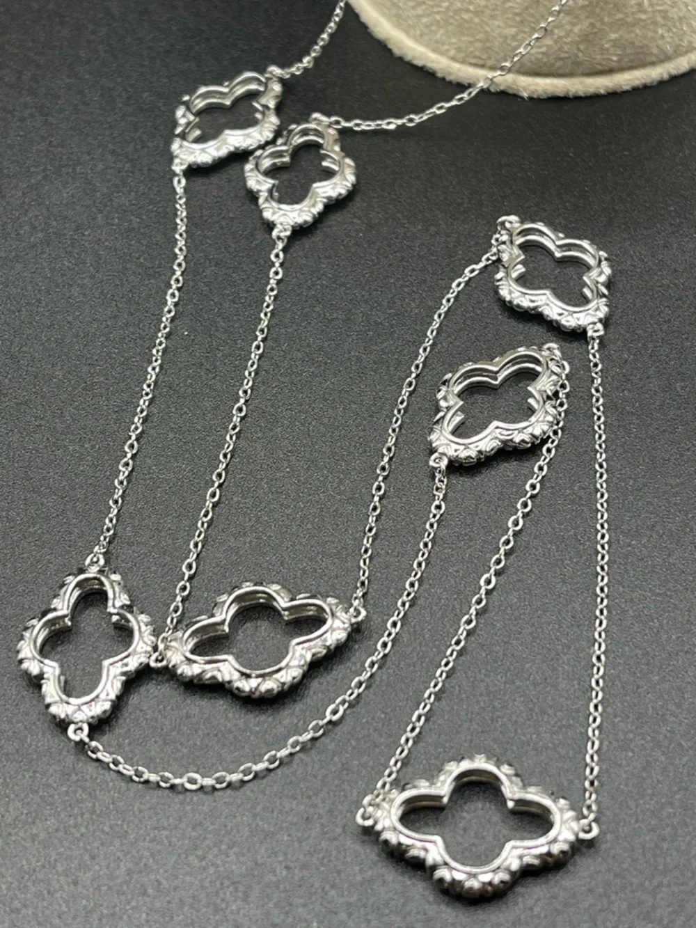 Elegant Long Silver Station Necklace - Women Jewelry Necklaces